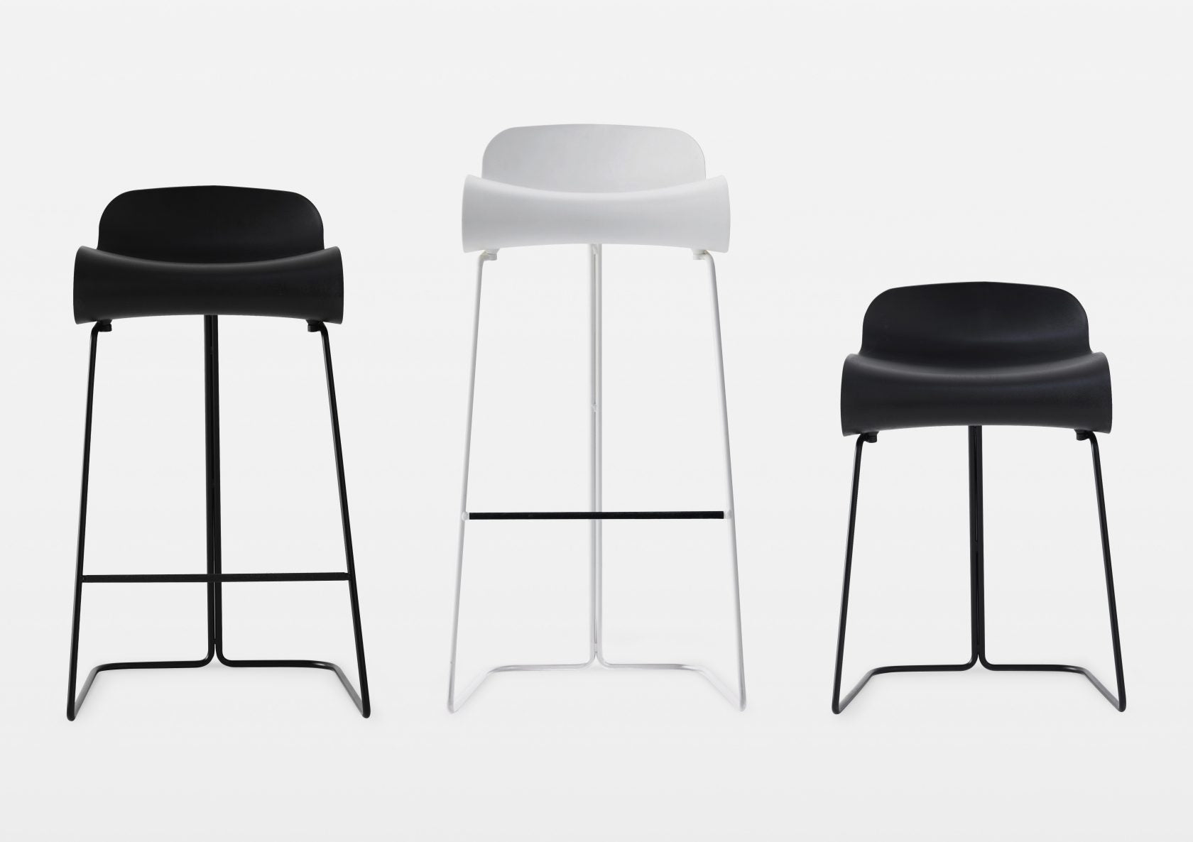 black and white BCN Modern Counter Stools by Italian brand Kristalia