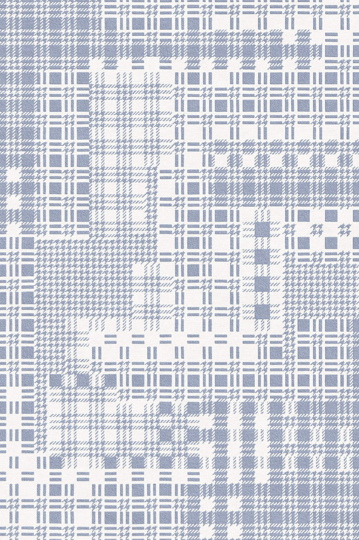 Plaid Chanel rug by Volver Studios blue