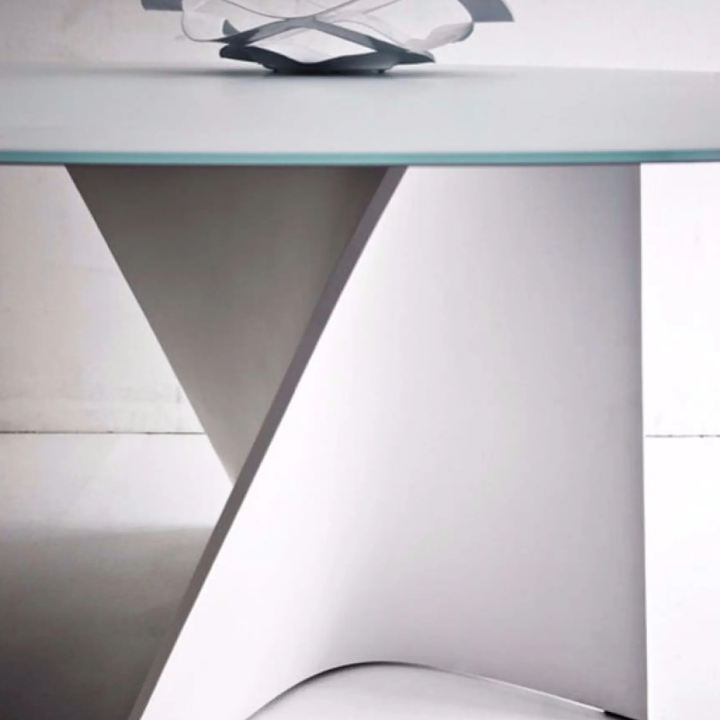 closeup view of Elica Table by zanotta in white