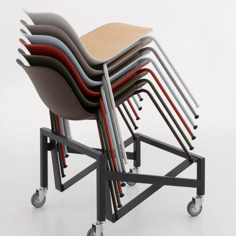 Stack of Seela Chairs by Lapalma on a cart